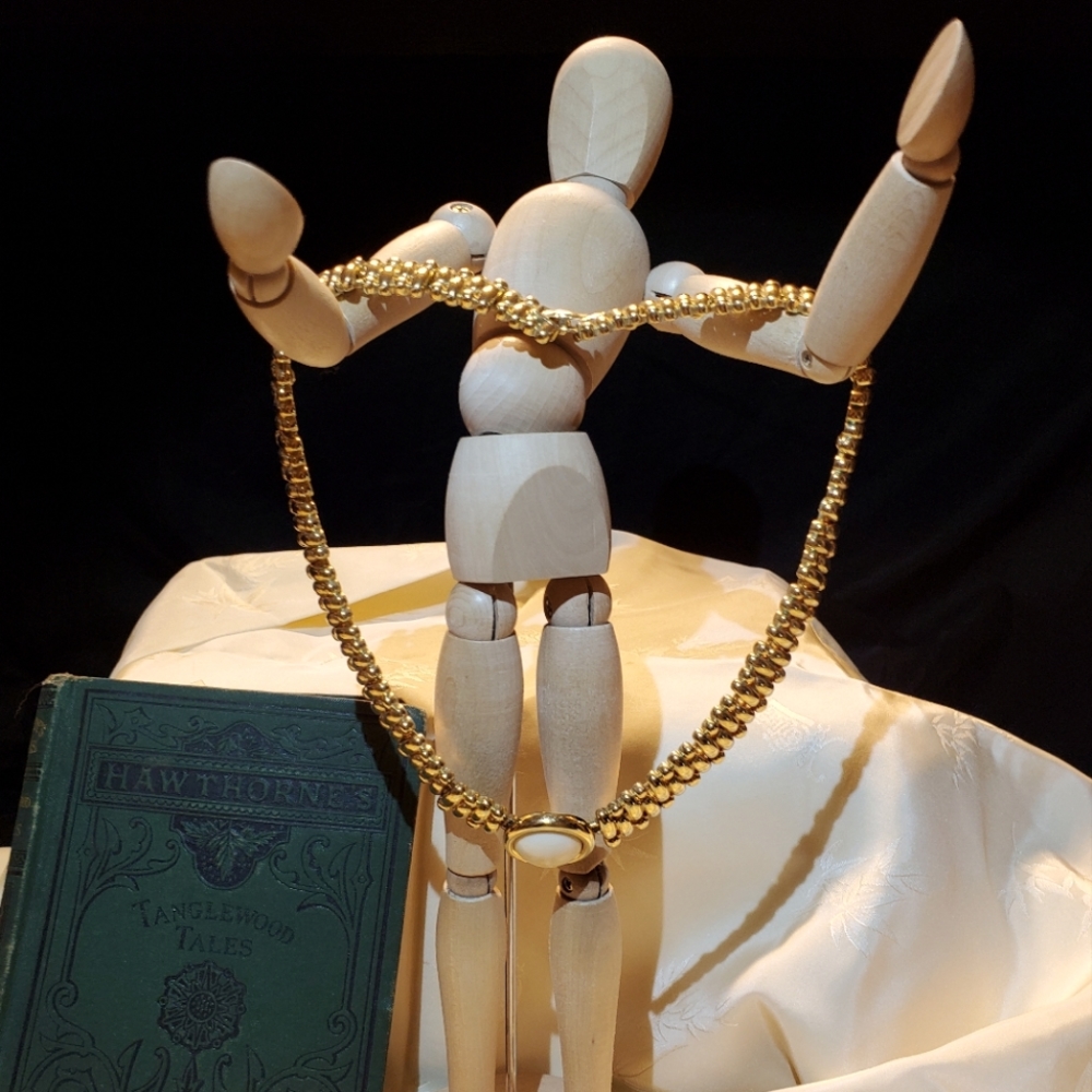 Vintage Gold Choker with White Gem